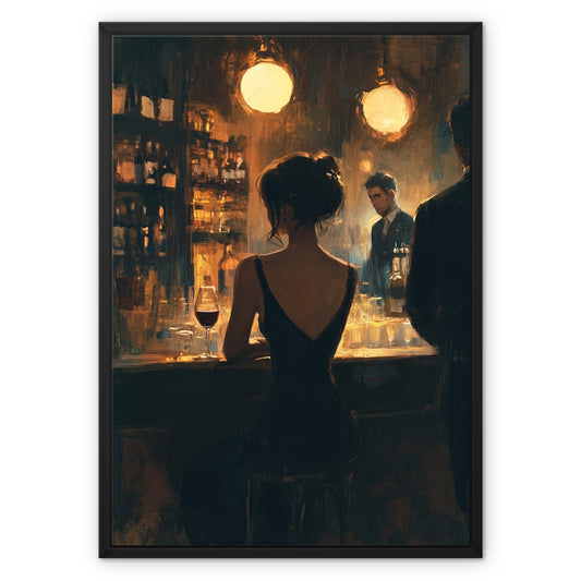 Jen Fargeot Creative | Portrait | Wall Art | Alone at the Bar | Framed Canvas