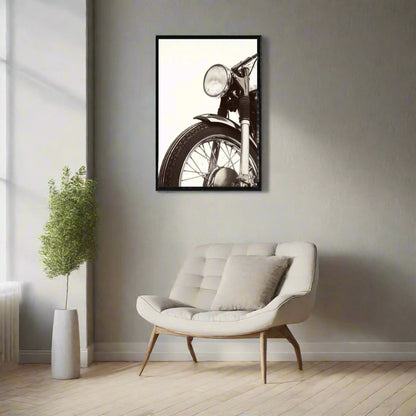 Jen Fargeot Creative | Black & White | Wall Art | Vintage Motorcycle | Framed Print