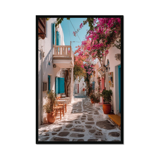 Jen Fargeot Creative | Mediterranean | Wall Art | A Mykonos Street | Framed Print