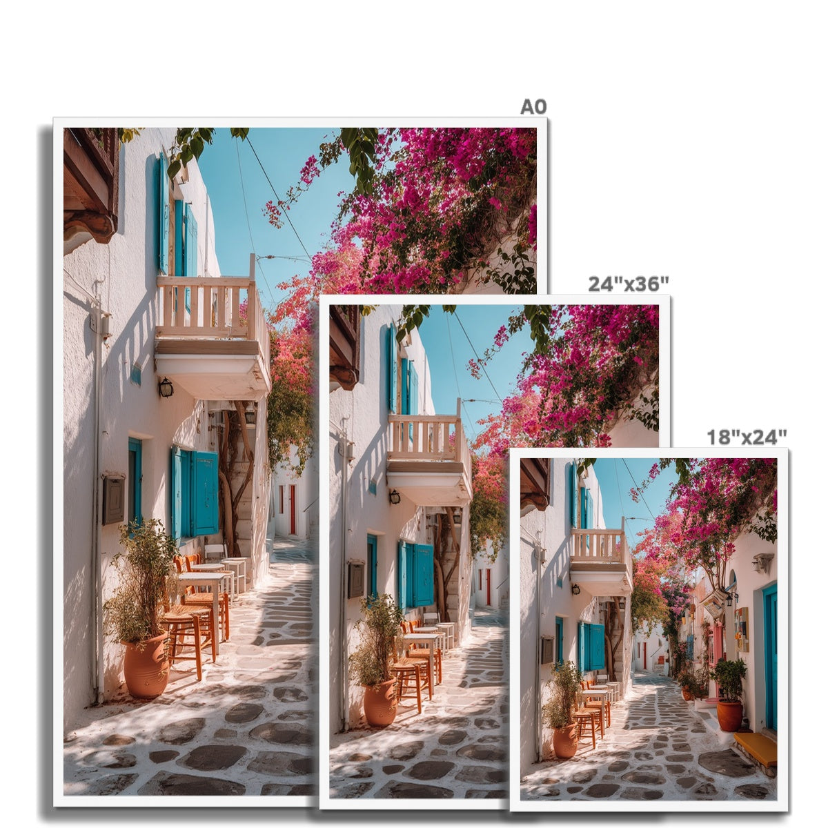 Jen Fargeot Creative | Mediterranean | Wall Art | A Mykonos Street | Framed Print