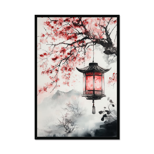 Jen Fargeot Creative | Japanese | Wall Art | Lantern under the Blossoms | Framed Print