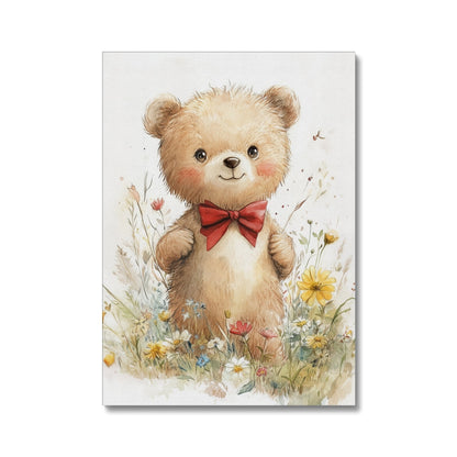 Jen Fargeot Creative | Children Watercolour | Wall Art | Teddy Bear in Wild Flowers | Canvas