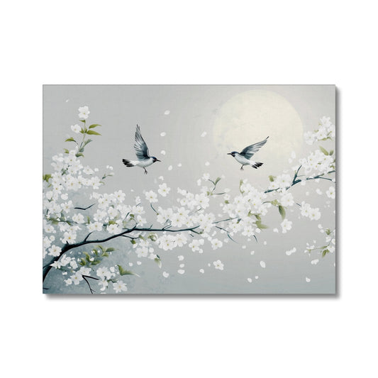 Jen Fargeot Creative | Japanese | Wall Art | Birds and White Cherry Blossoms | Canvas