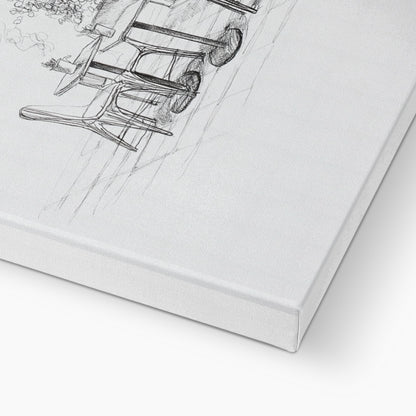 Jen Fargeot Creative | Parisian Coffee Shop Sketch Side Profile (2) | Wall Art | Canvas
