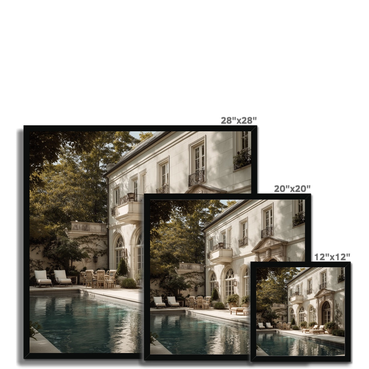 Jen Fargeot Creative | Architecture | Wall Art | The Mansion's Poolside | Framed Print