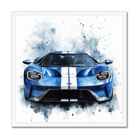 Jen Fargeot Creative | Cars | Wall Art | Blue Ford GT | Framed Print