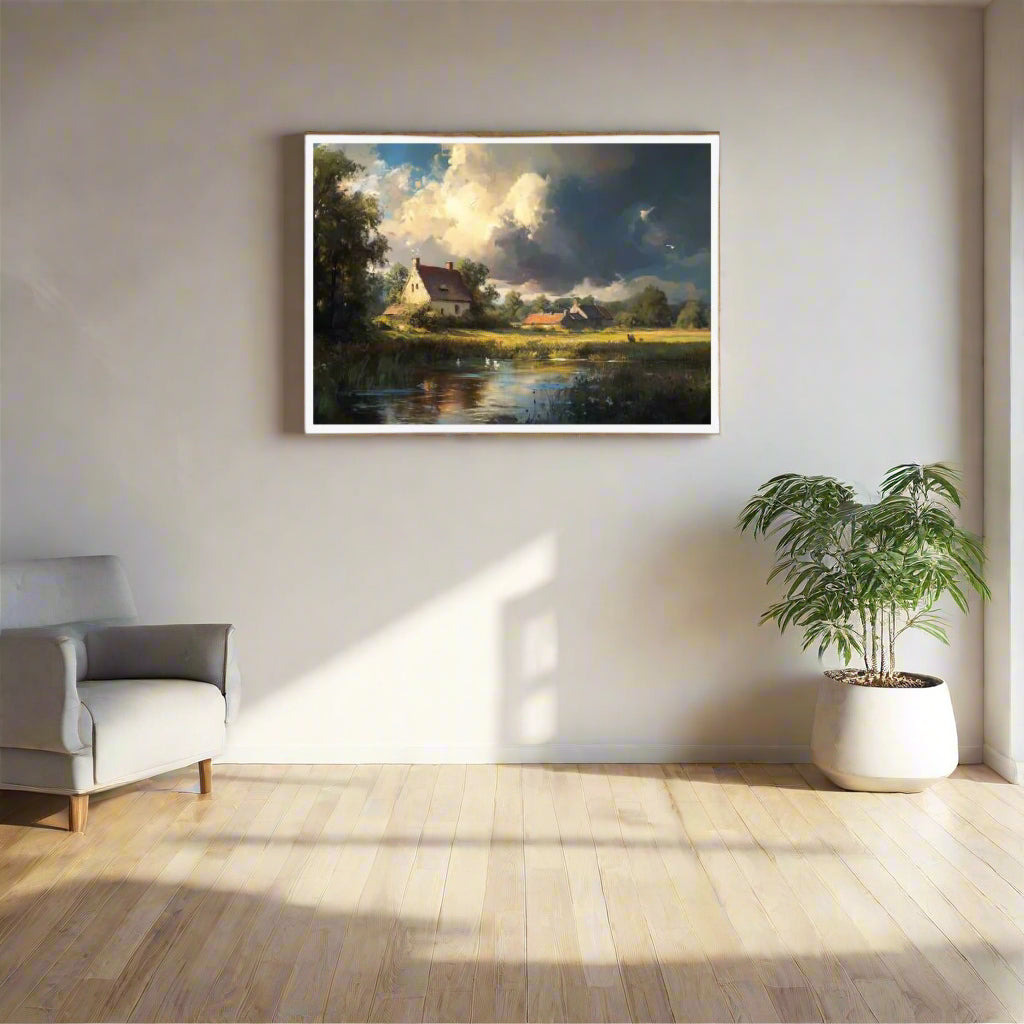 Jen Fargeot Creative | Landscape | Wall Art | The Farm and The Lake | Framed Print