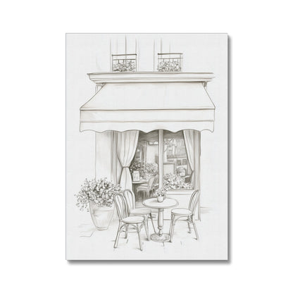 Jen Fargeot Creative | Pencil Drawing | Elegant Parisian Café (2) | Wall Art | Canvas