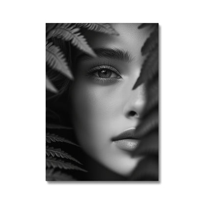 Jen Fargeot Creative | Black & White | Wall Art | Girl Behind Fern Leaves | Canvas