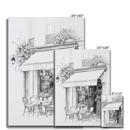 Jen Fargeot Creative | Pencil Drawing | Parisian Coffee Side Profile | Wall Art | Canvas