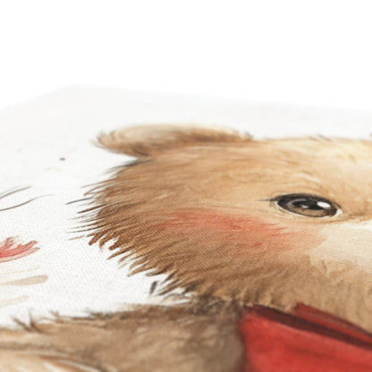 Jen Fargeot Creative | Children Watercolour | Wall Art | Teddy Bear in Wild Flowers | Canvas
