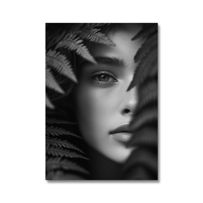 Jen Fargeot Creative | Black & White | Wall Art | Girl Behind Fern Leaves | Canvas