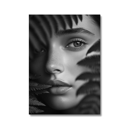 Jen Fargeot Creative | Black & White | Wall Art | Girl with Fern Leaves | Canvas