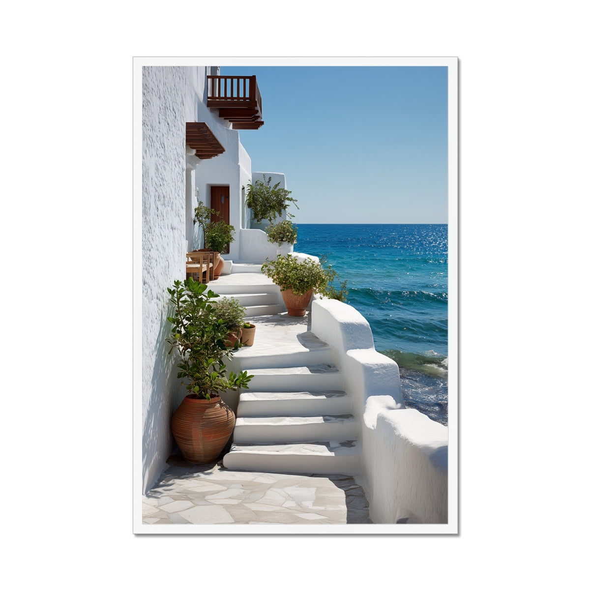 Jen Fargeot Creative | Mediterranean | Wall Art | Greek Stairs (2) | Framed Print