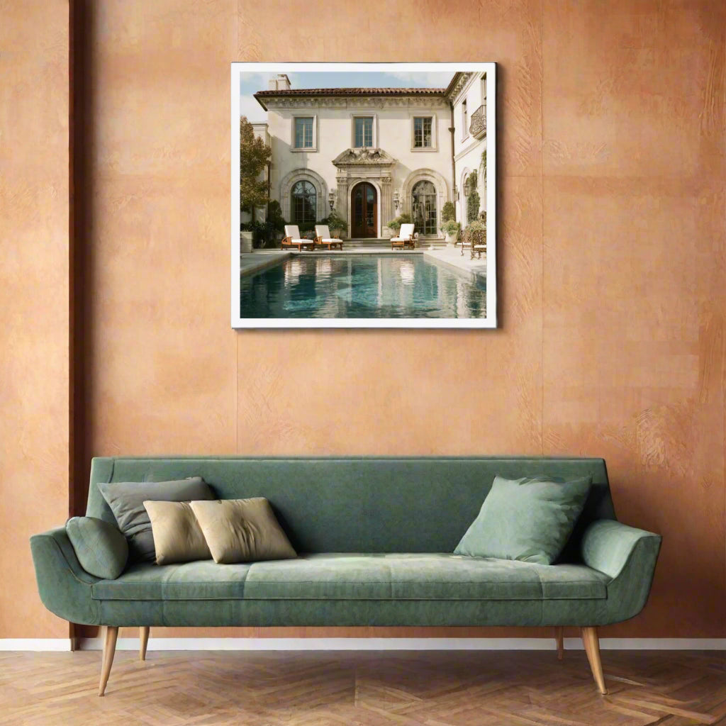 Jen Fargeot Creative | Architecture | Wall Art | The Mansion's Poolside (3) | Framed Print