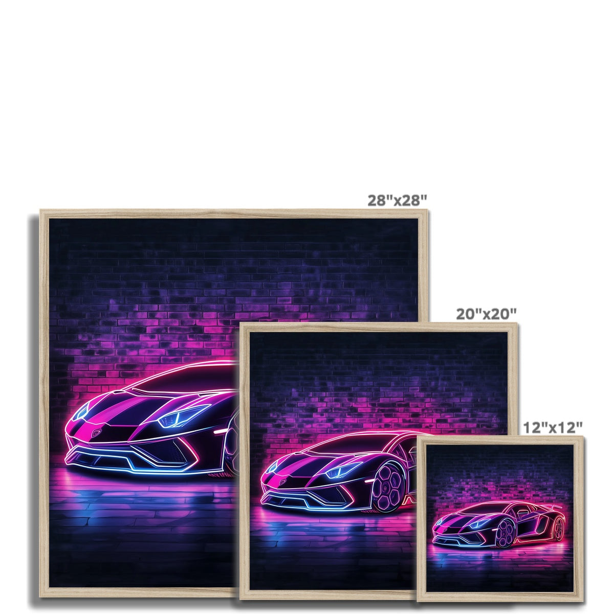 Jen Fargeot Creative | Kids | Wall Art | Neon Lamborghini | Framed Print