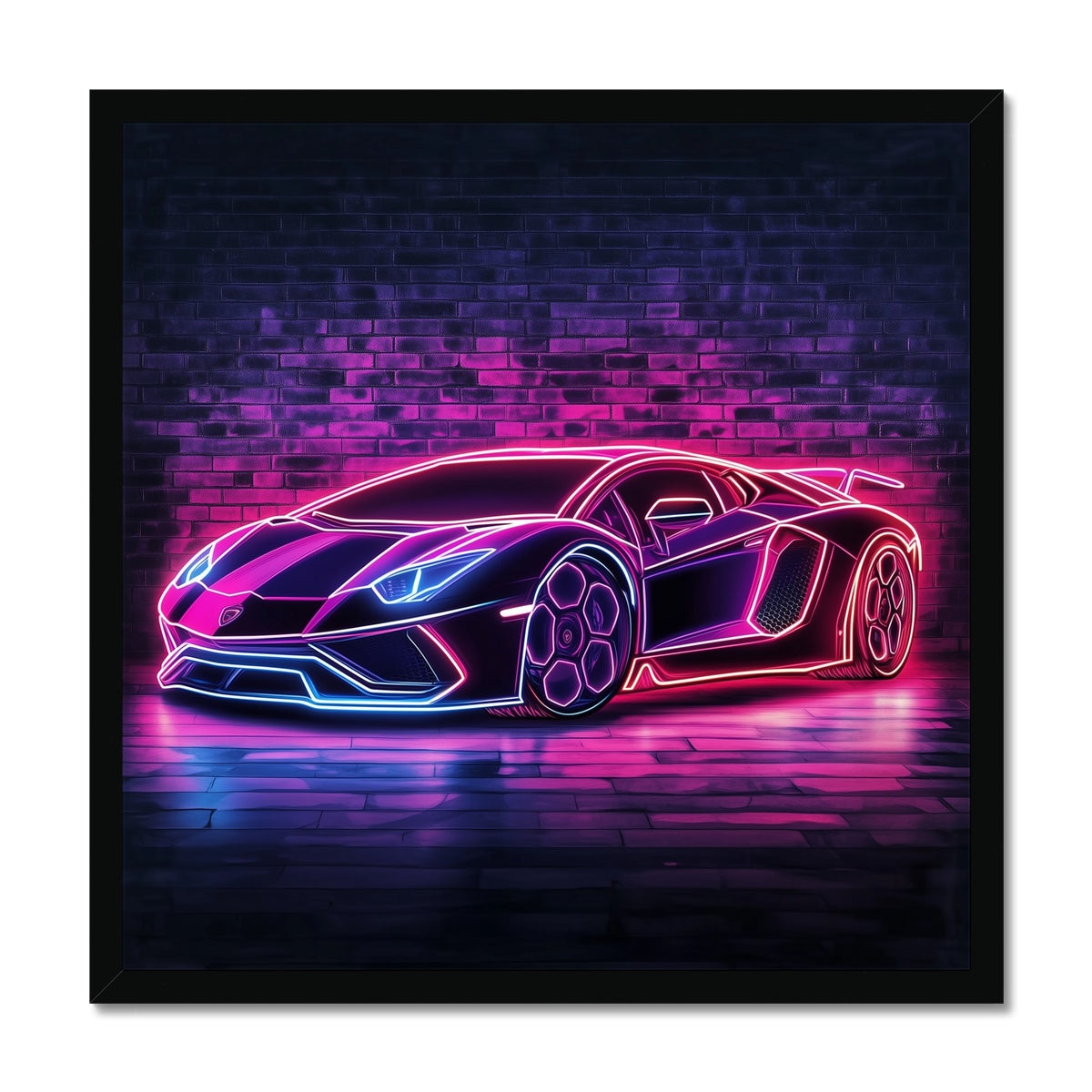 Jen Fargeot Creative | Kids | Wall Art | Neon Lamborghini | Framed Print