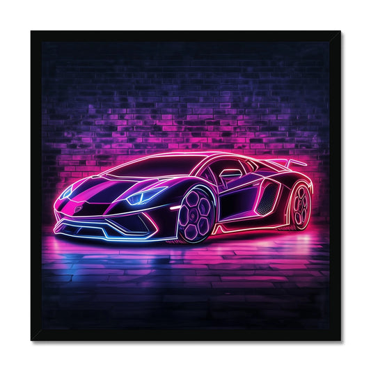 Jen Fargeot Creative | Kids | Wall Art | Neon Lamborghini | Framed Print