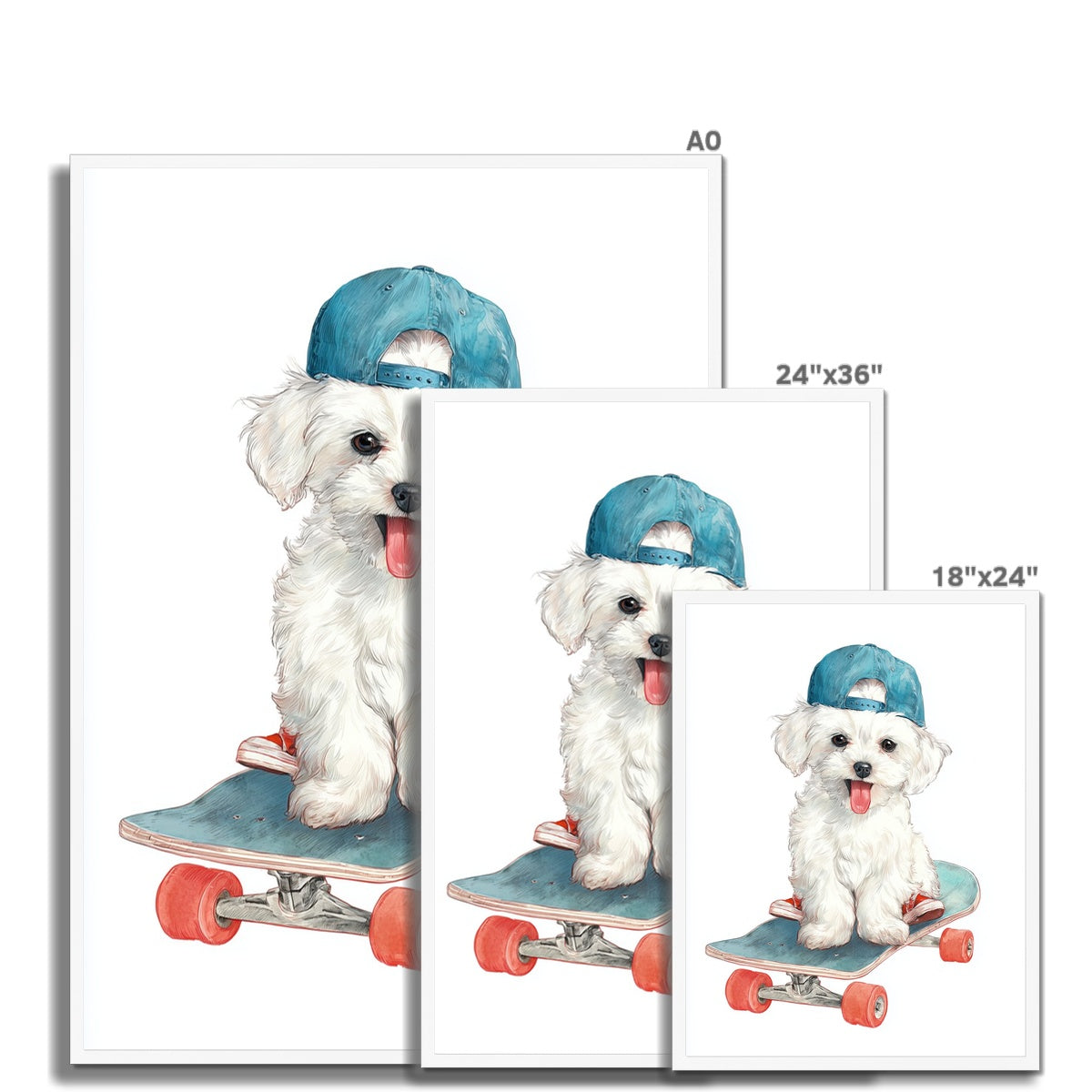 Jen Fargeot Creative | Animal | Wall Art | Skate Pup | Framed Print