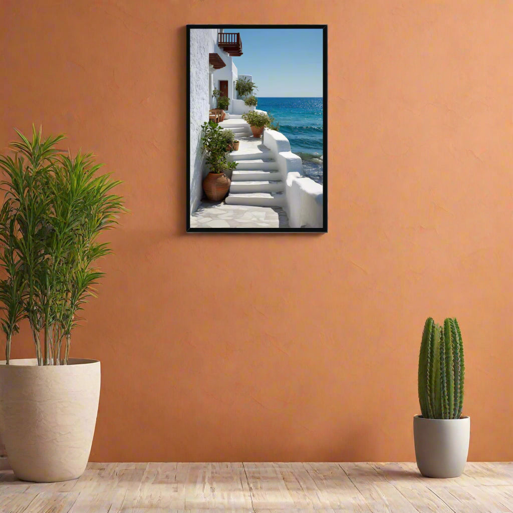 Jen Fargeot Creative | Mediterranean | Wall Art | Greek Stairs (2) | Framed Print