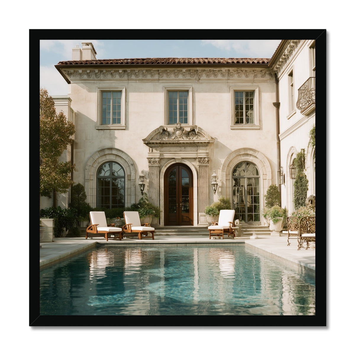 Jen Fargeot Creative | Architecture | Wall Art | The Mansion's Poolside (3) | Framed Print