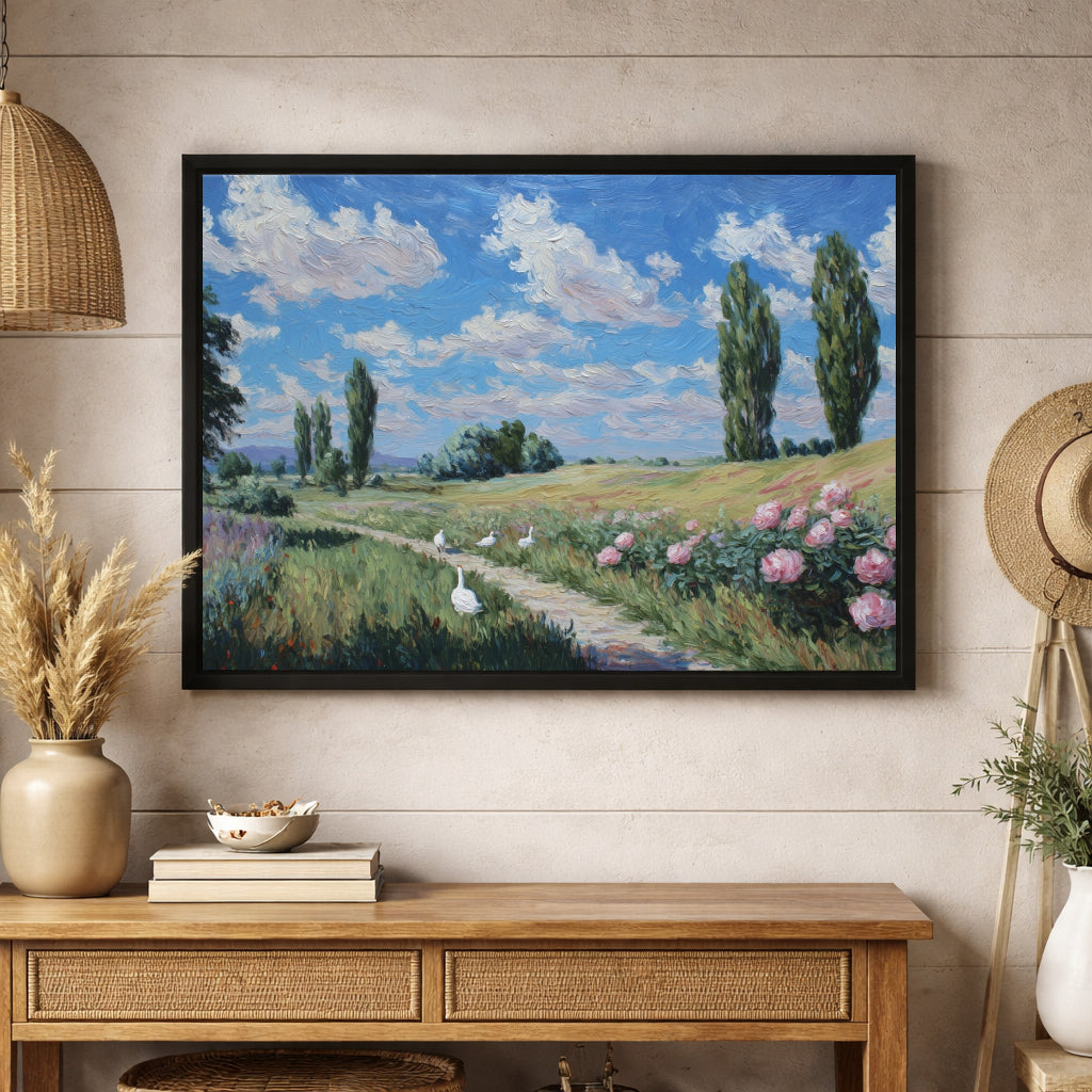 Jen Fargeot Creative | Landscape | Wall Art | Geese in Spring | Framed Canvas