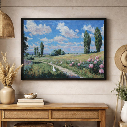Jen Fargeot Creative | Landscape | Wall Art | Geese in Spring | Framed Canvas