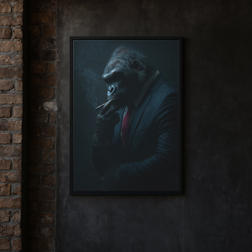 Jen Fargeot Creative | Animal | Wall Art | Gorilla Noir | Framed Canvas