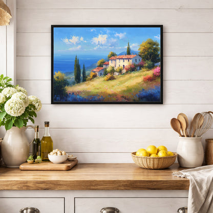Jen Fargeot Creative | Landscape | Wall Art | Maison by the Sea | Framed Canvas