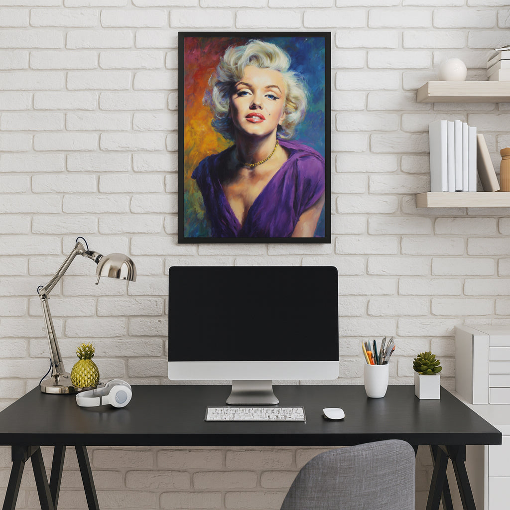 Portrait | Wall Art | Marilyn in Violet | Framed Canvas – Jen