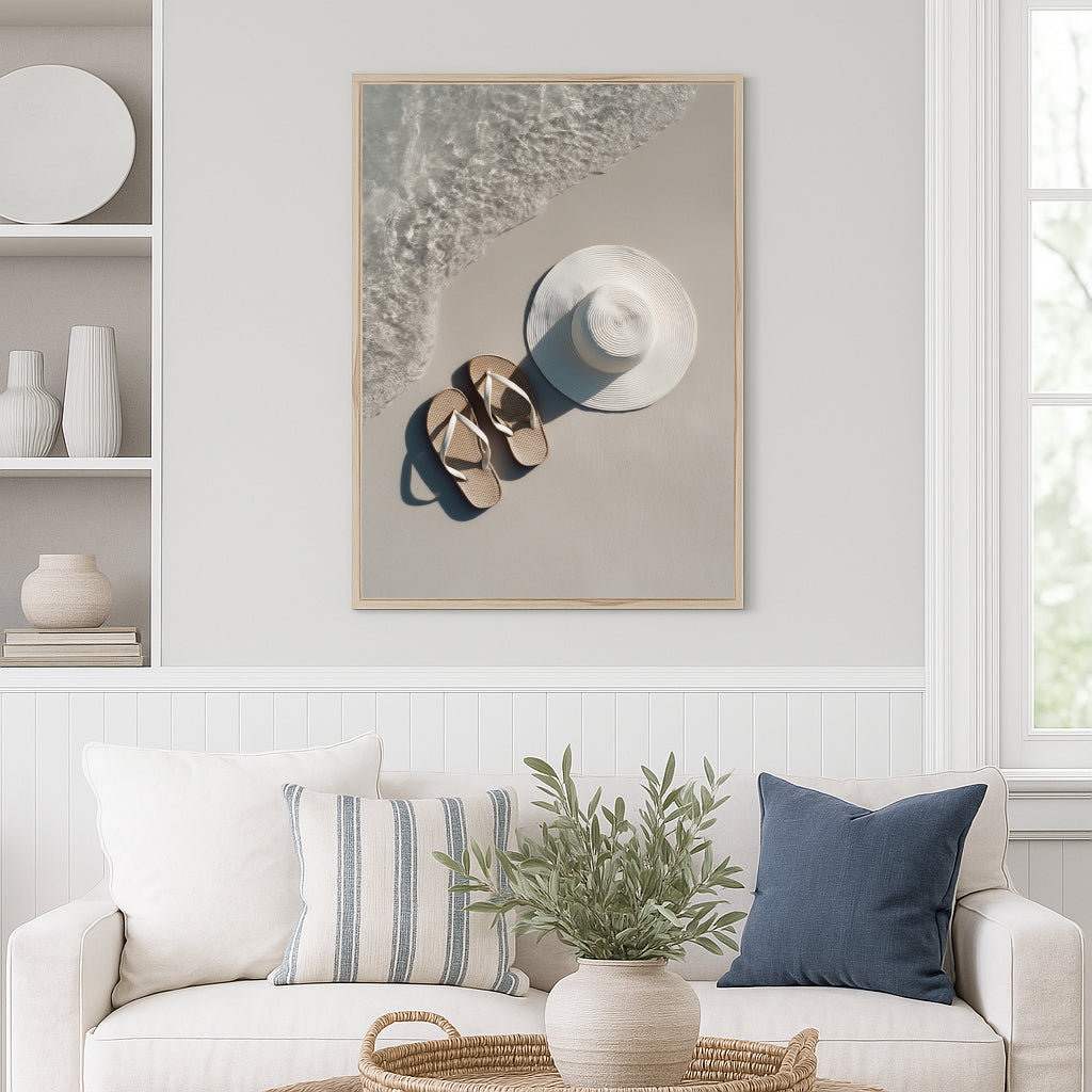 Jen Fargeot Creative | Beach | Wall Art | Sandals and Hat | Framed Print