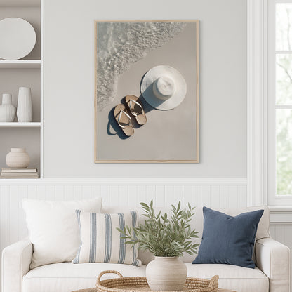 Jen Fargeot Creative | Beach | Wall Art | Sandals and Hat | Framed Print