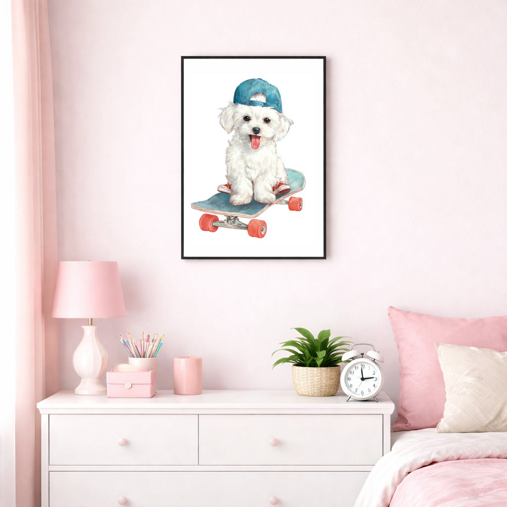 Jen Fargeot Creative | Animal | Wall Art | Skate Pup | Framed Print