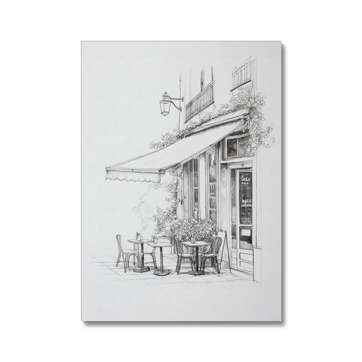 Jen Fargeot Creative | Parisian Coffee Shop Sketch Side Profile (2) | Wall Art | Canvas