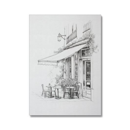 Jen Fargeot Creative | Parisian Coffee Shop Sketch Side Profile (2) | Wall Art | Canvas