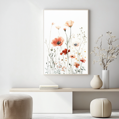 Jen Fargeot Creative | Watercolour | Wall Art | The Wildflowers and the Poppy | Framed Print