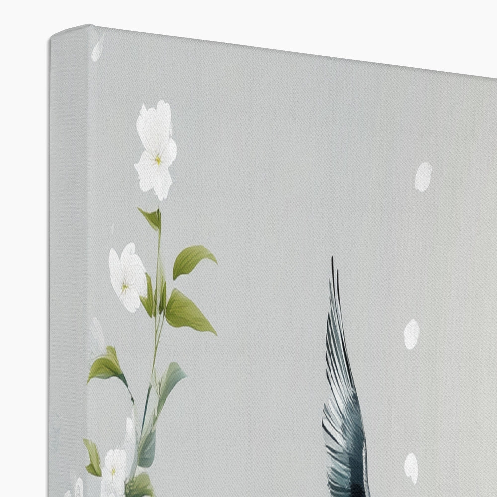 Jen Fargeot Creative | Japanese | Wall Art | Birds and White Cherry Blossoms | Canvas