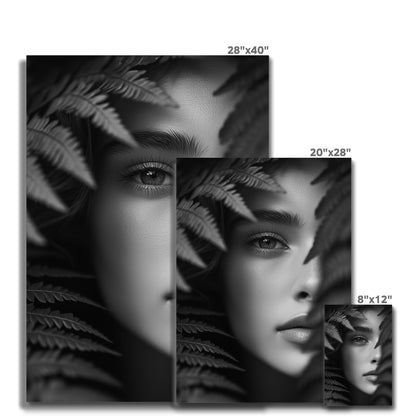 Jen Fargeot Creative | Black & White | Wall Art | Girl Behind Fern Leaves | Canvas