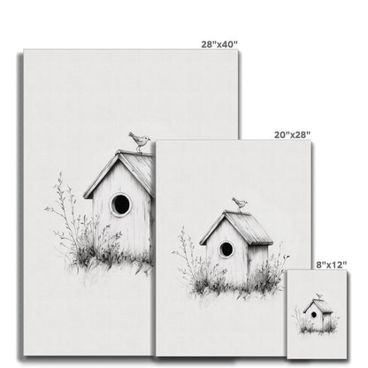 Jen Fargeot Creative | Pencil Drawing | Wall Art | Bird House | Canvas