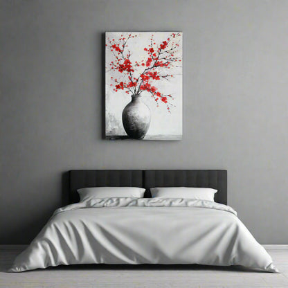 Jen Fargeot Creative | Japanese | Wall Art | Red Flowers in a Vase | Canvas