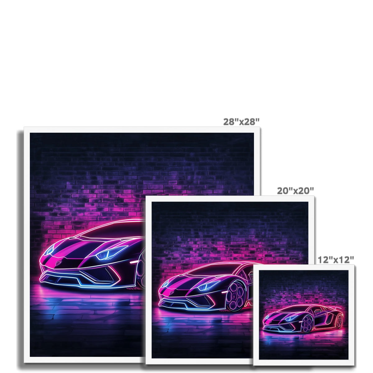 Jen Fargeot Creative | Kids | Wall Art | Neon Lamborghini | Framed Print