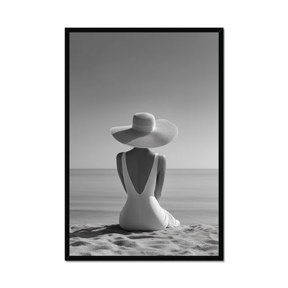 Jen Fargeot Creative | Black & White | Wall Art | Sitting on the Beach | Framed Print