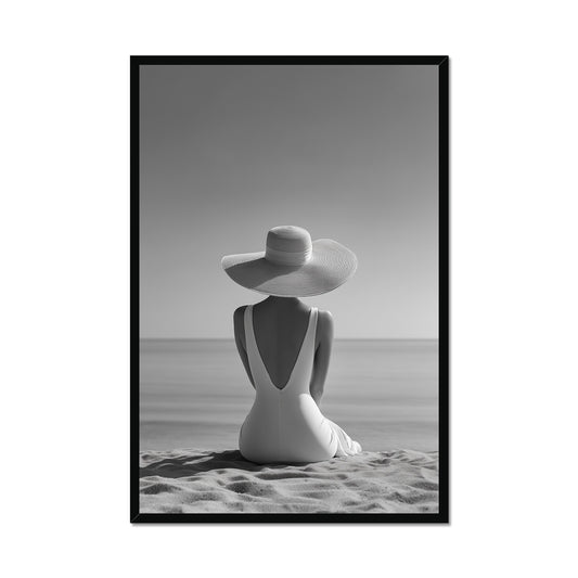 Jen Fargeot Creative | Black & White | Wall Art | Sitting on the Beach | Framed Print