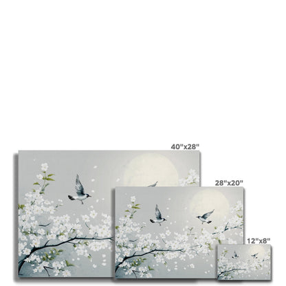 Jen Fargeot Creative | Japanese | Wall Art | Birds and White Cherry Blossoms | Canvas