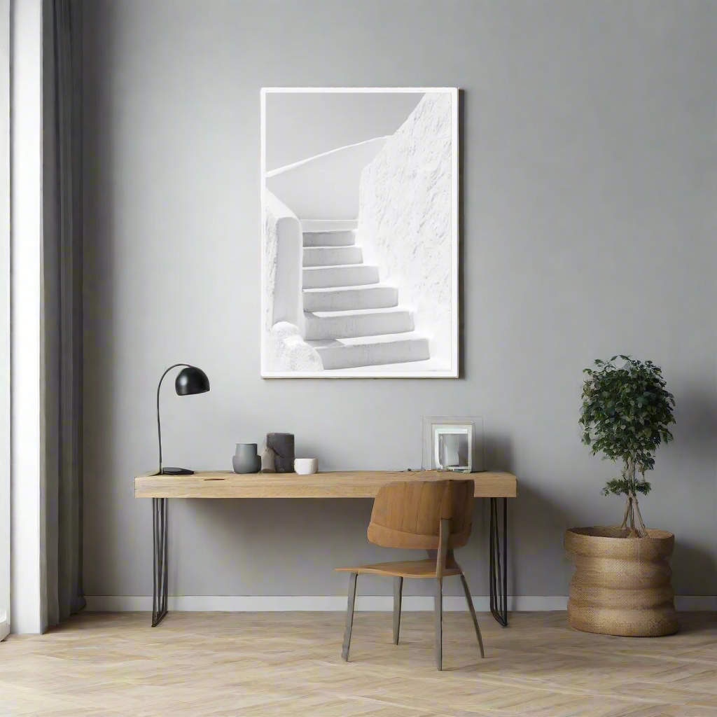 Jen Fargeot Creative | Architecture | Wall Art | White Stairs | Framed Print