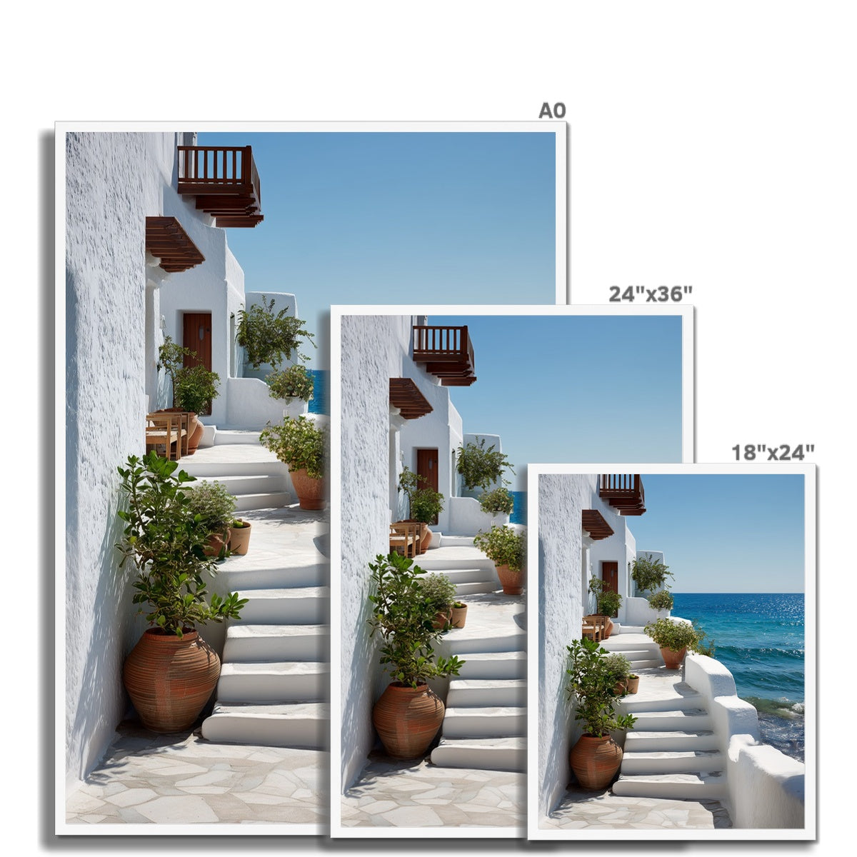 Jen Fargeot Creative | Mediterranean | Wall Art | Greek Stairs (2) | Framed Print