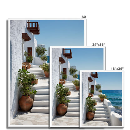 Jen Fargeot Creative | Mediterranean | Wall Art | Greek Stairs (2) | Framed Print