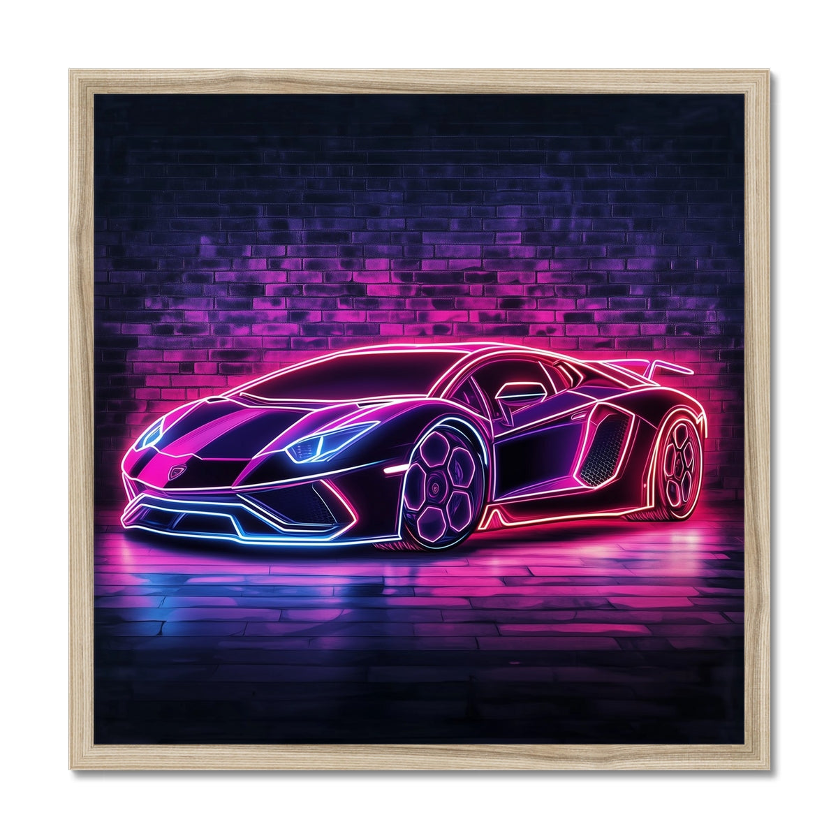 Jen Fargeot Creative | Kids | Wall Art | Neon Lamborghini | Framed Print