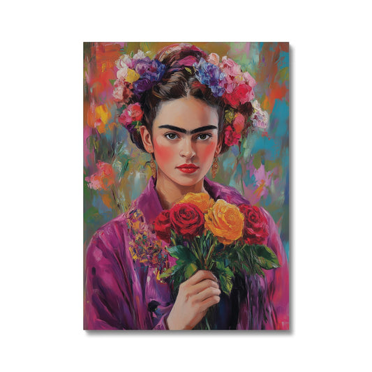 Jen Fargeot Creative | Portrait | Wall Art | Frida Kahlo with Flowers | Canvas