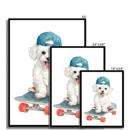Jen Fargeot Creative | Animal | Wall Art | Skate Pup | Framed Print